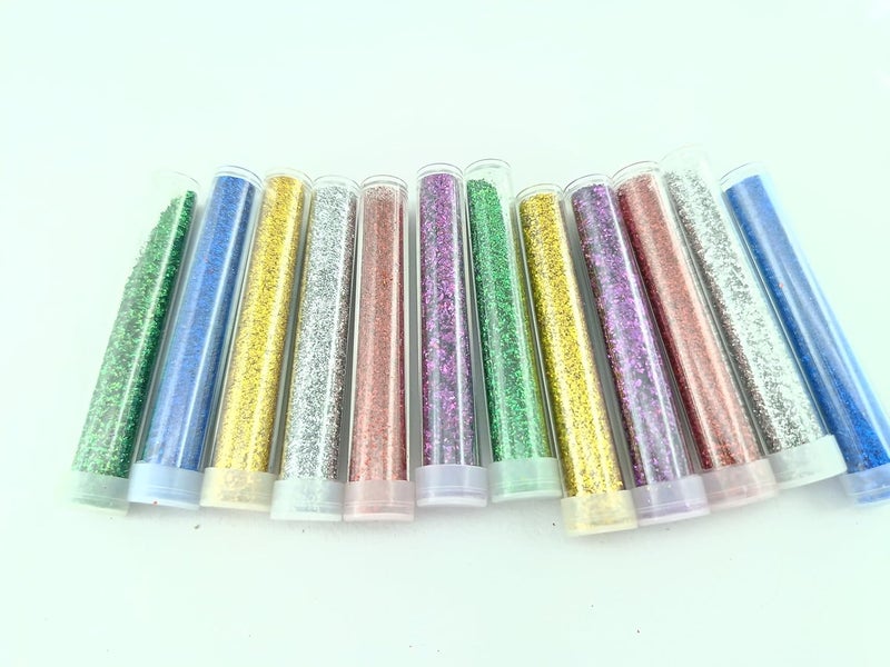 advancedestore Glitter Sparkle Powder for Art Crafts Nail Art Decorative Items Set of 12pcs - Image 1