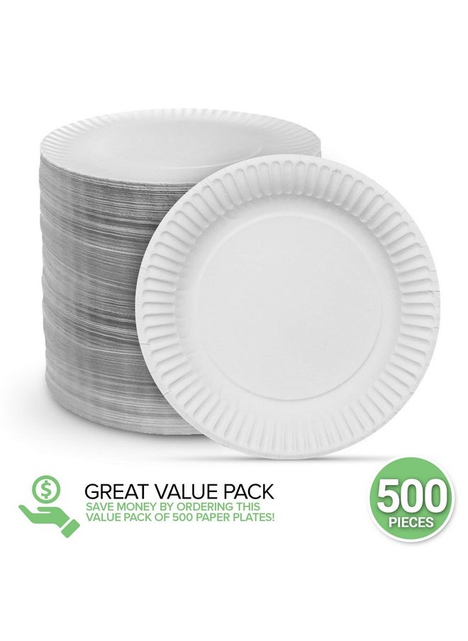 Stock Your Home Stock Your Home 6-Inch Paper Plates Uncoated, Everyday Disposable Dessert Plates 6" Paper Plate Bulk, White, 500 Count  - Image 2