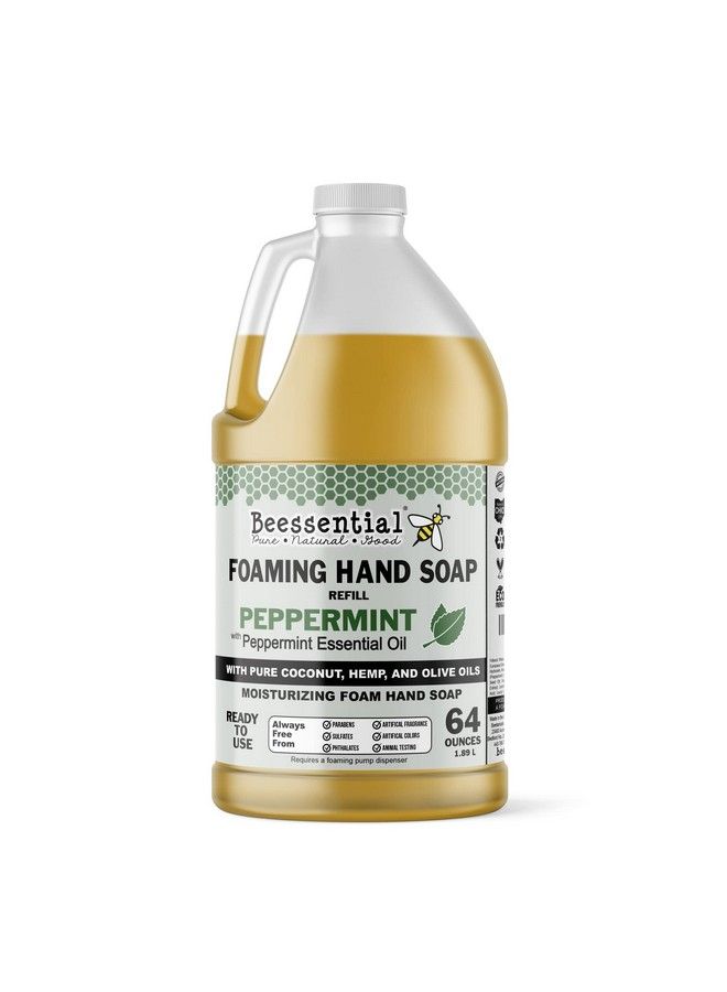 Beessential All Natural Foaming Hand Soap Refill Bulk 64 Oz Peppermint ; Made With Moisturizing Aloe & Honey Made In The Usa - Image 1
