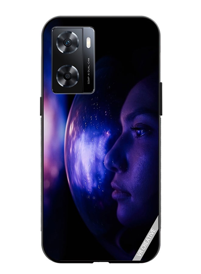 VR CREATIVE Protective Case Cover For Oppo A57/A77s Woman Astronaut In Space On Planet Orbit Design Multicolour - Image 1