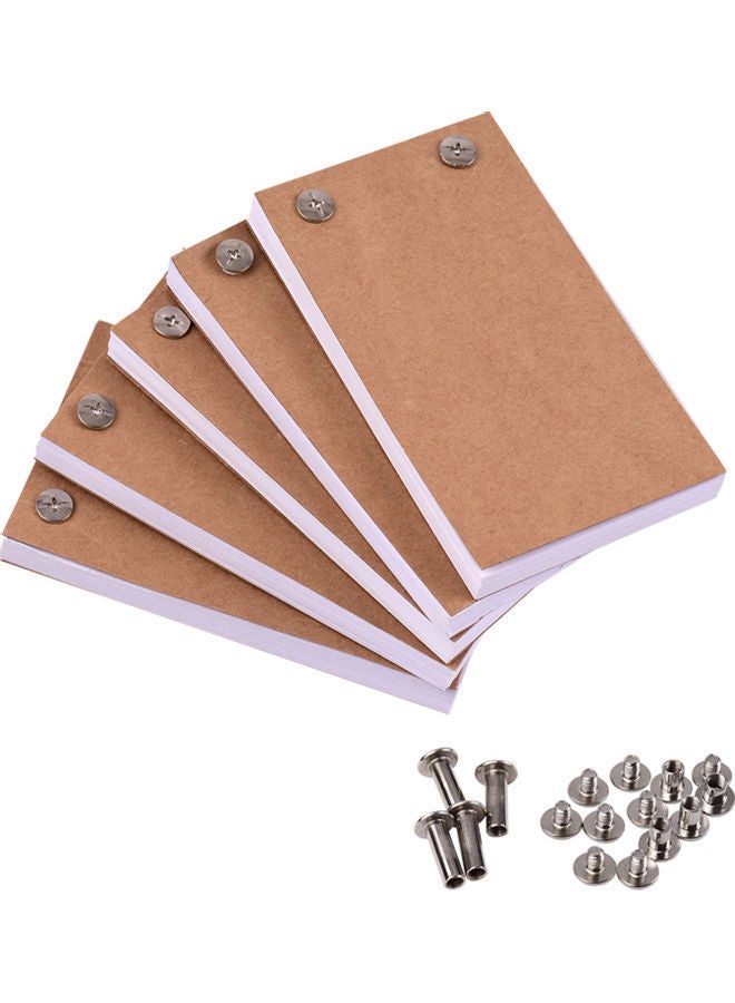 نيبمينينت طقم دفاتر قلاب مكون من 5 قطع . البني/الأبيض - Image 1