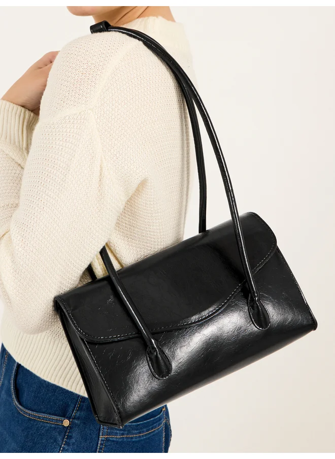 ستايلي Styli Solid Flap Over Shoulder Bag