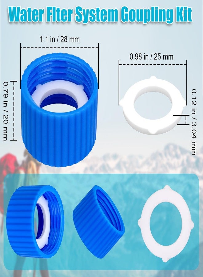 Dexspoeny Water Filter Coupling Kit, Filtration Cleaning Couplings with 5 Pcs Gasket Seals, for 28mm External Threaded Water Filters and Standard Plastic Bottles for Hiking Camping - Image 2