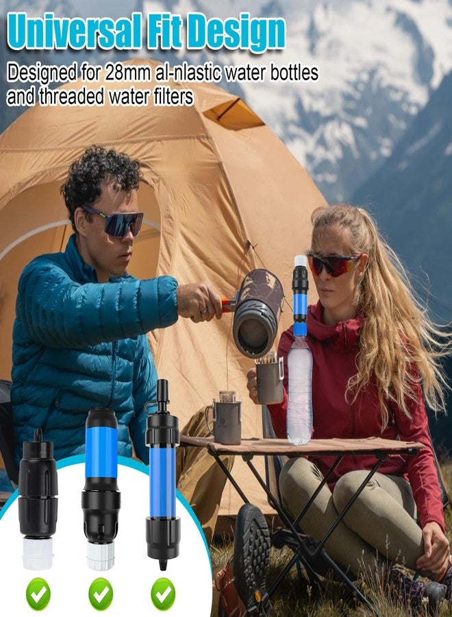 Dexspoeny Water Filter Coupling Kit, Filtration Cleaning Couplings with 5 Pcs Gasket Seals, for 28mm External Threaded Water Filters and Standard Plastic Bottles for Hiking Camping - Image 3