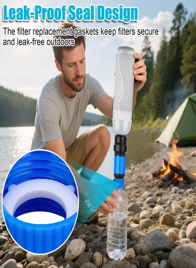 Dexspoeny Water Filter Coupling Kit, Filtration Cleaning Couplings with 5 Pcs Gasket Seals, for 28mm External Threaded Water Filters and Standard Plastic Bottles for Hiking Camping - Image 4