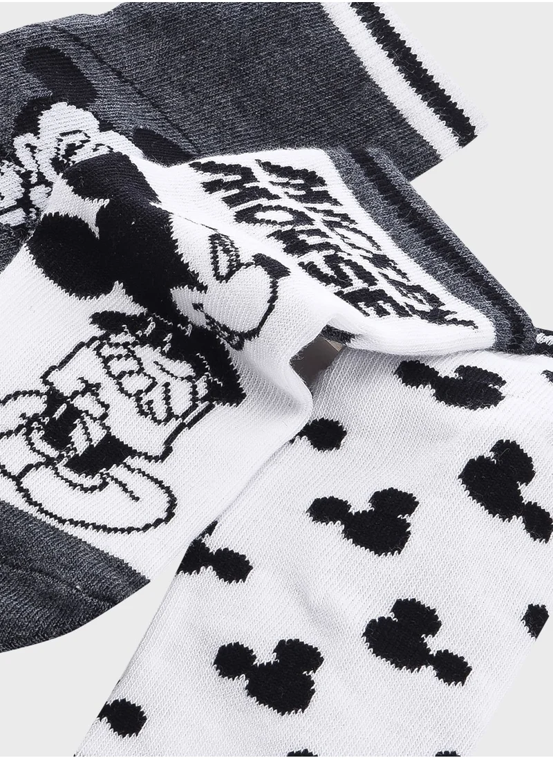 FAN MANIA 3 Pack Mickey & Friends Printed Socks