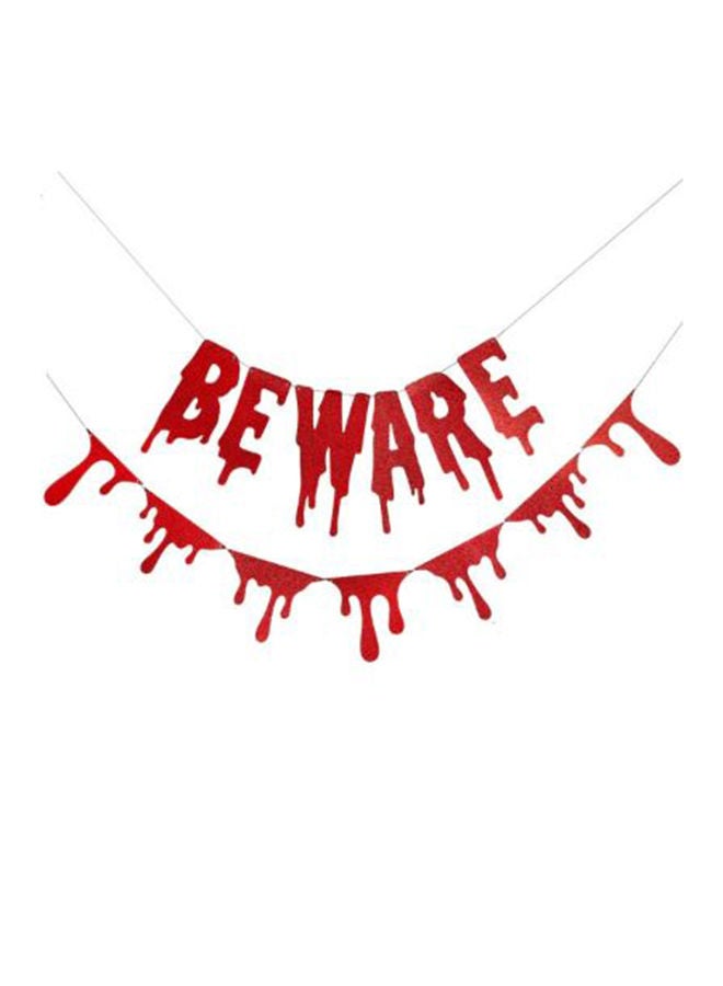 Red Glitter Beware & Bloody Banner 2M