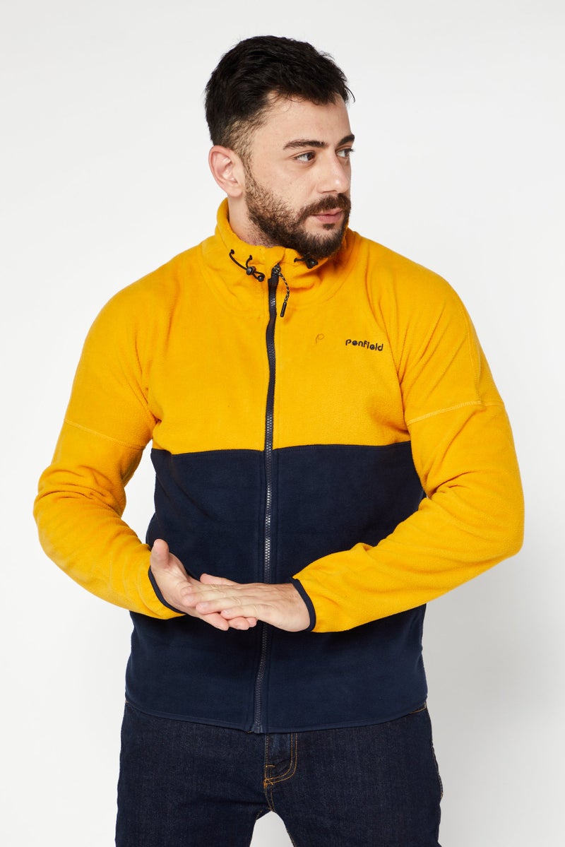 Penfield سويت شيرت رجالي بياقة مرتفعة بلونين، أصفر - Image 1