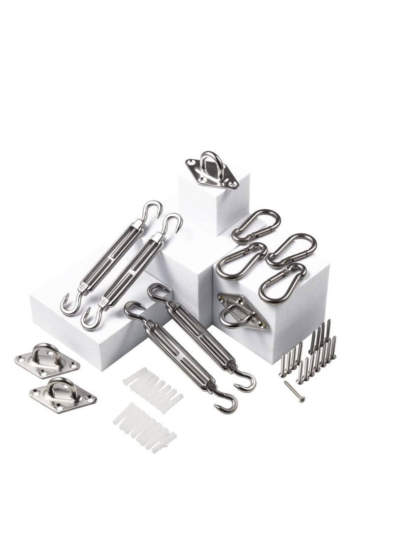 Y&D Sun Shade Sail Hardware Kit, Stainless Steel with 44 PCS Fixing Accessories, for Fixed Solar Installation Patio Lawn and Garden  - Image 1