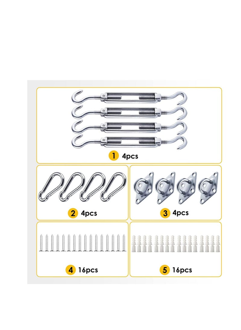 Y&D Sun Shade Sail Hardware Kit, Stainless Steel with 44 PCS Fixing Accessories, for Fixed Solar Installation Patio Lawn and Garden  - Image 4