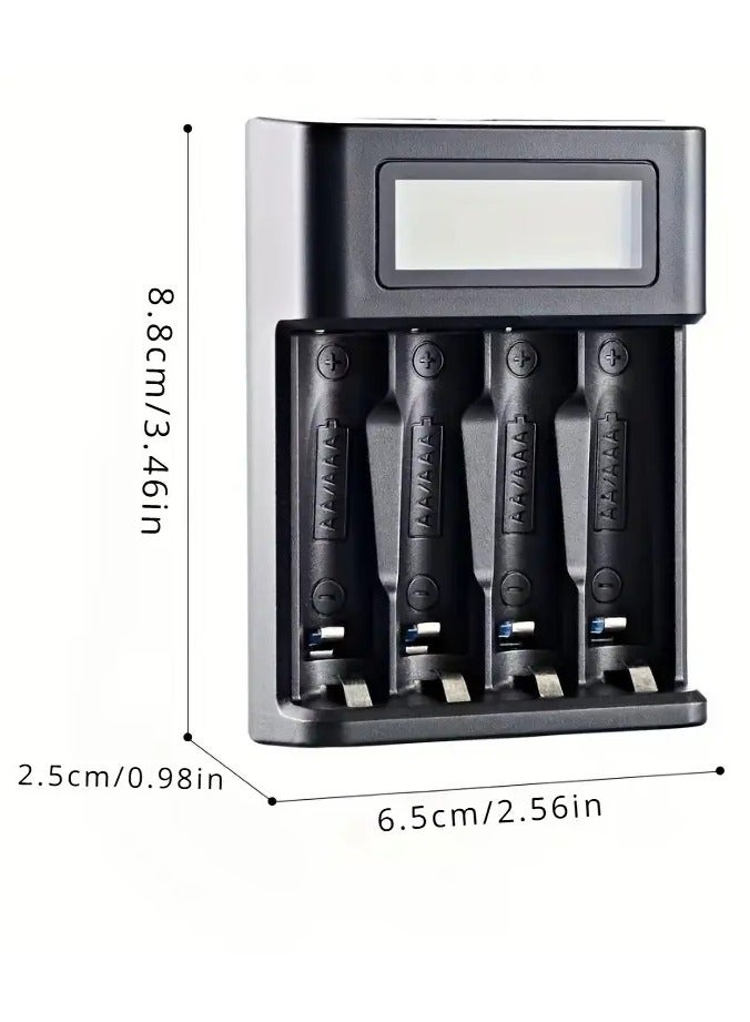 Mini USB AA  AAA Battery Charger, 4 Bay, High-Speed Charging, Independent Slots, LCD Display, for Ni-MH Ni-CD Rechargeable Batteries  - Image 2