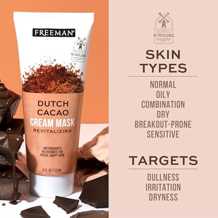 Freeman Exotic Blends Revitalizing Dutch Cacao Cream Facial Mask, 6 fl.oz./ 175 mL Tube - Image 3