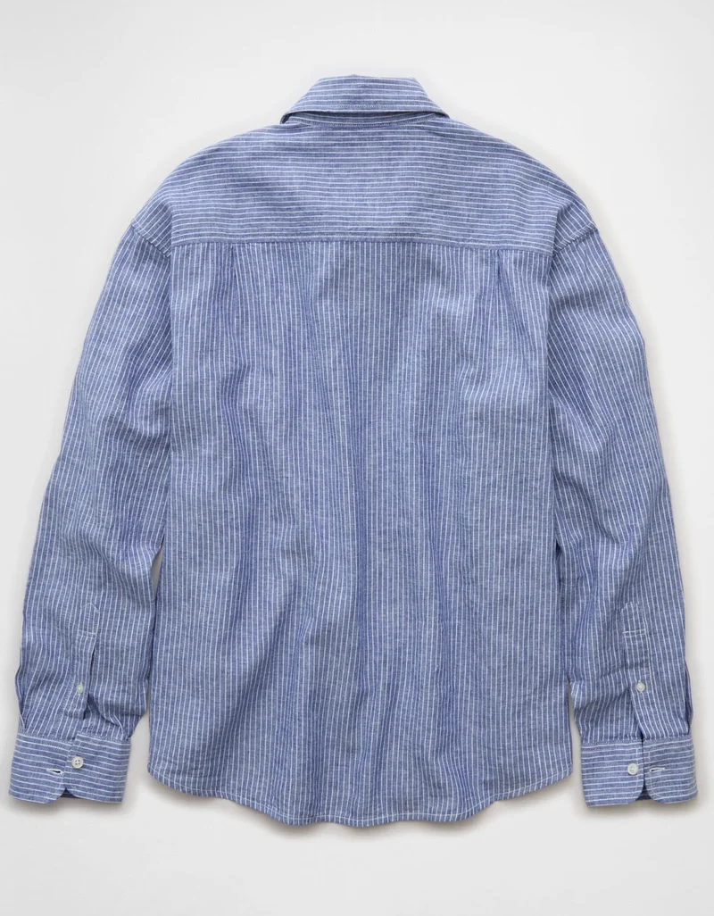 امريكان ايجل قميص مريح من مزيج الكتان بصف أزرار