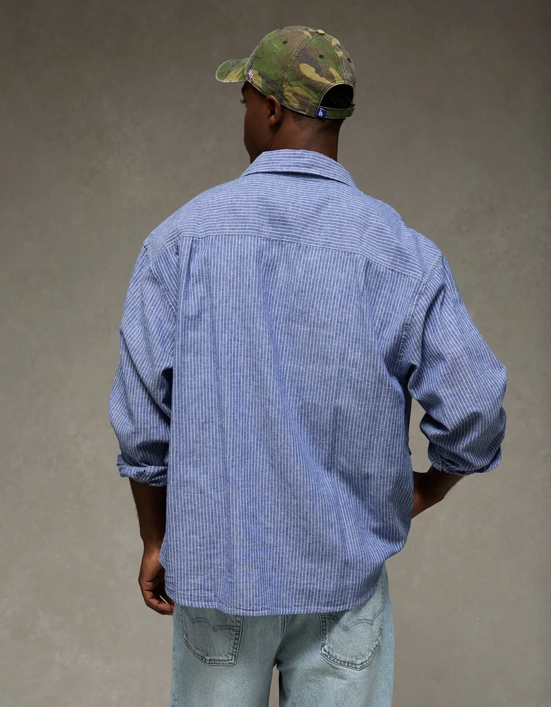 American Eagle AE Relaxed Linen-Blend Button-Up Shirt