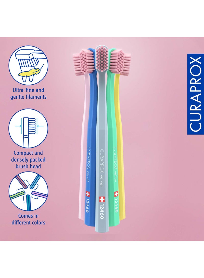 CURAPROX Toothbrush CS 12460 Velvet - Soft Toothbrushes for adults with 12460 CUREN® Bristles - Multicolor (pack of 1) - Image 5