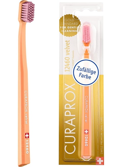 CS 12460 Velvet Ultra Soft Toothbrush, 12460 CUREN Filaments for Daily Use, Sensitive Teeth or Bleeding Gums, Gentle Deep Cleaning Manual Toothbrush, Swiss Premium Oral Care