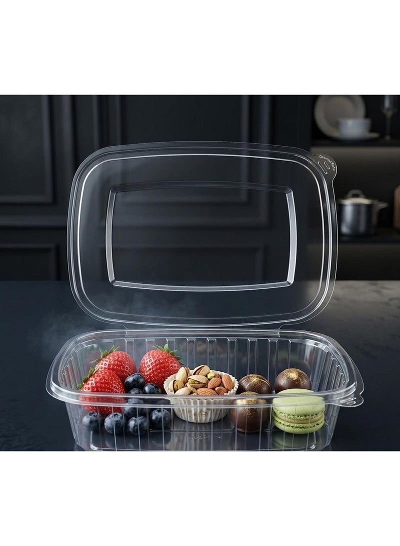 750ml Plastic Food Container Hinged Lid Clear Clamshell Box Leak Resistant Disposable Food Storage for Takeaway Meal Prep - Image 1