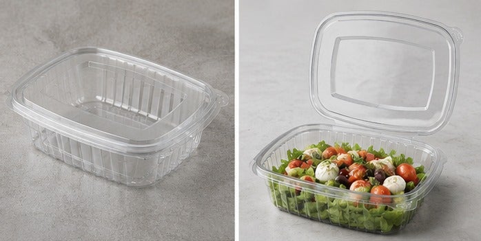 750ml Plastic Food Container Hinged Lid Clear Clamshell Box Leak Resistant Disposable Food Storage for Takeaway Meal Prep - Image 2