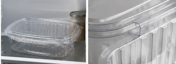 750ml Plastic Food Container Hinged Lid Clear Clamshell Box Leak Resistant Disposable Food Storage for Takeaway Meal Prep - Image 4