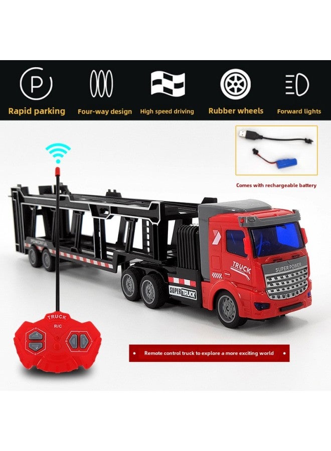 Rc Car Toy - 118 Scale High-speed Off-road Vehicle Light Sound Effects 2.4ghz Radio Control 4wd Drive Durable Plastic Body-Color:Black Flatbed Transporter (short Head)-Proportion:Color Boxed  - Image 1