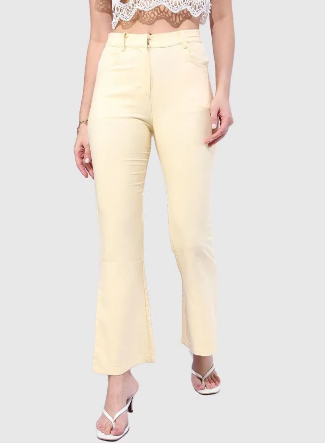 Women Bootcut Solid Mid Rise Pant