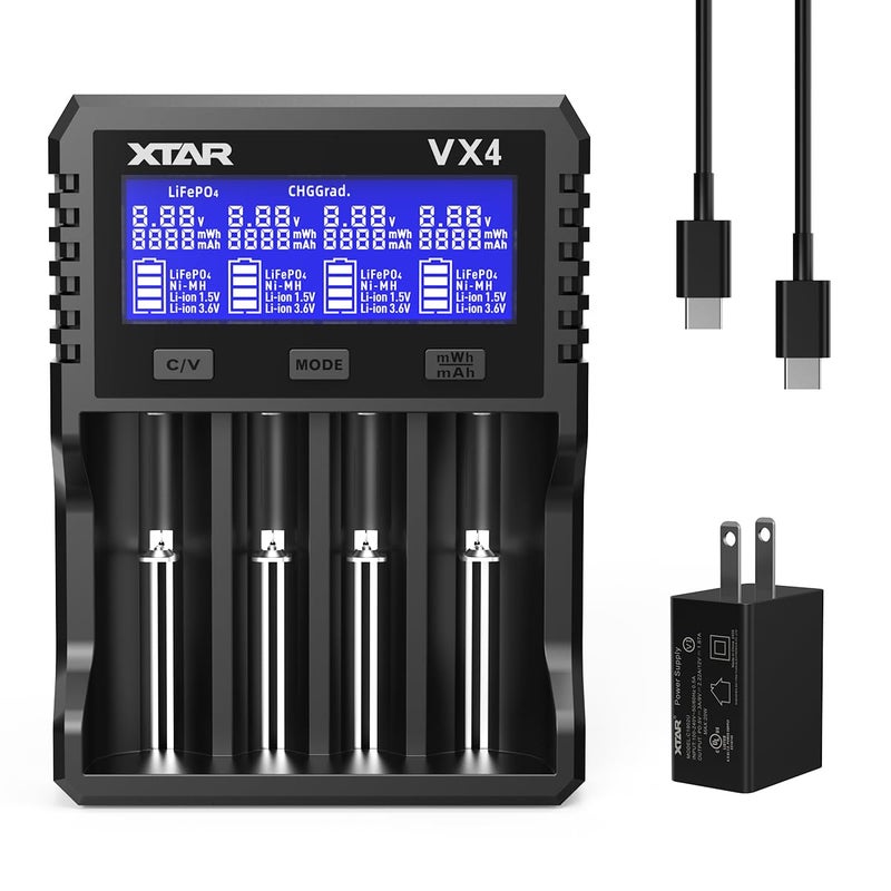 XTAR VX4 Visible Mixer 1.5V/3.6V/3.7V Li-Ion 3.2V LiFePO4 1.2V Ni-MH Batteries Charger and Battery Capacity Tester - Image 1