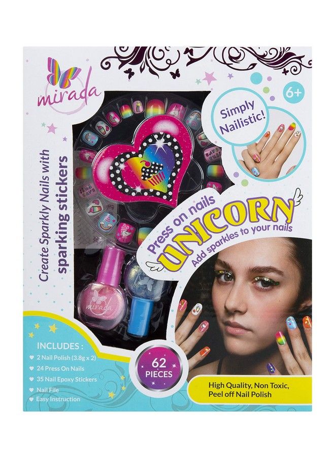 Mirada Press On Nails Unicorn For Kids  - Image 1