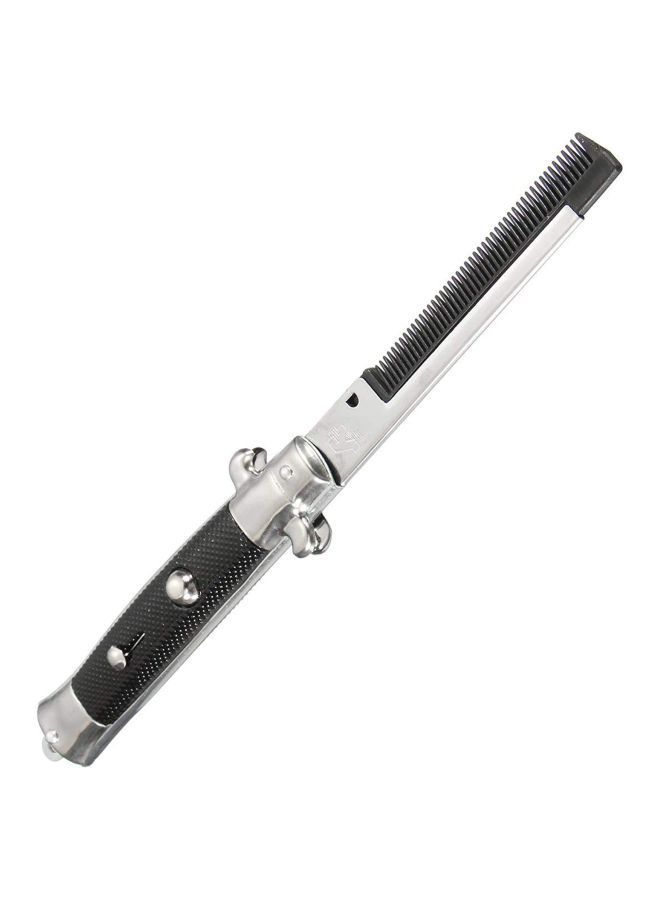 NIBEMINENT Switch-Blade Folding Pocket Comb Black/Silver 9inch