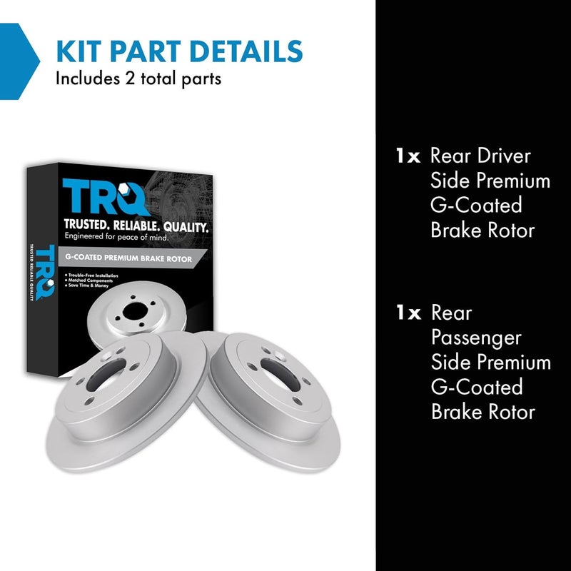 TRQ Rear Brake Rotors Set Solid Premium G-Coated Compatible with 2002-2006 Mini Cooper - Image 2