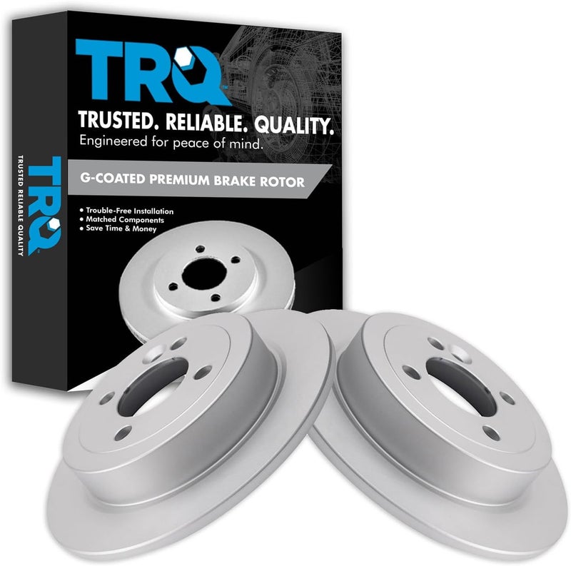 TRQ Rear Brake Rotors Set Solid Premium G-Coated Compatible with 2002-2006 Mini Cooper - Image 1