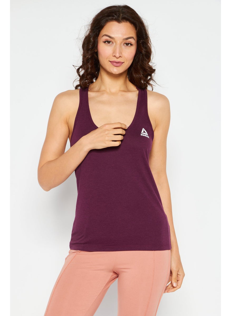Reebok Women Sportswear Fit Sleeveless Training Top, Maroon  - Image 1