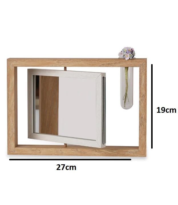 HOME ELEMENTS Wooden Double Sided Rotating Rectangular Family Photo Frame With Plant Vase Floating Desktop Tabletop Standing Creative Picture Frame For Home Decor Office Desk (PF_02) , 27 x19 Inch - Image 4