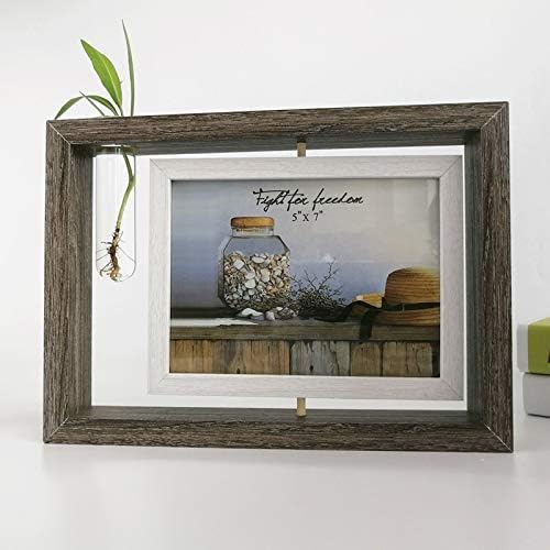 HOME ELEMENTS Wooden Double Sided Rotating Rectangular Family Photo Frame With Plant Vase Floating Desktop Tabletop Standing Creative Picture Frame For Home Decor Office Desk (PF_02) , 27 x19 Inch - Image 2