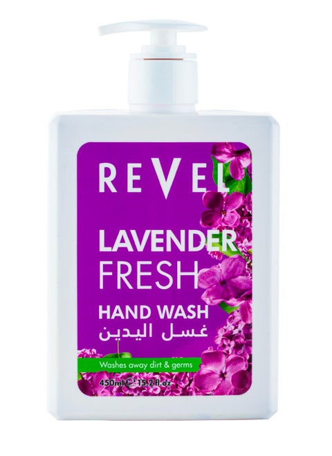 Revel Lavender Fresh Hand Wash 450ml, Hydrates Skin, Feeling Fresh, Soft & Smooth, Long Lasting, 24h Freshness, Daily Use, Washes