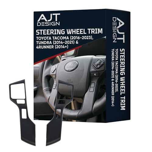 AJT DESIGN Steering Wheel Trim for Toyota Tacoma 2016-2023, Tundra 2014-2021, 4Runner 2014+ | 2 Piece | Durable ABS Plastic | Precision Fit | Complete Replacement Part | Made in USA | Black - Image 1