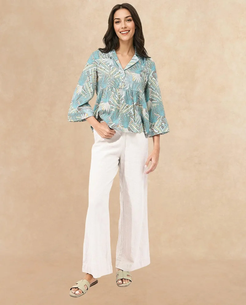 Rareism Women's Tropical Printed Top