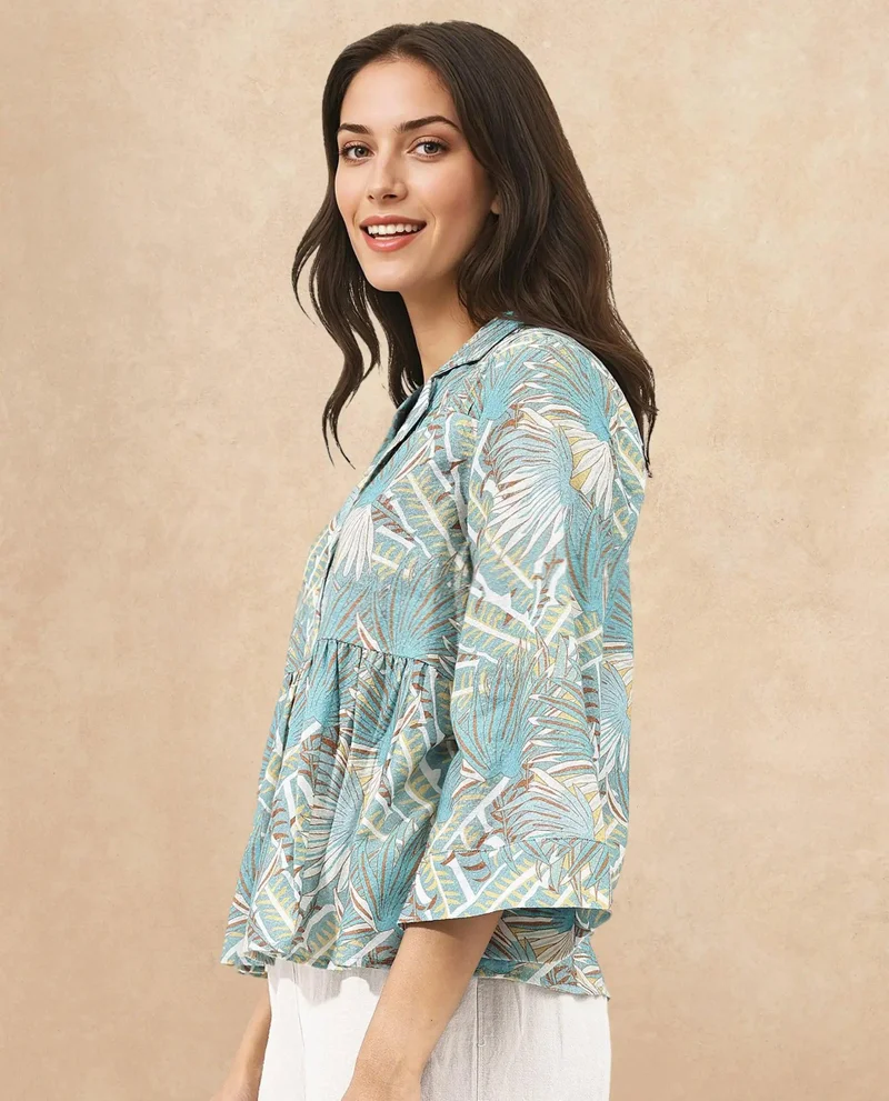 Rareism Women's Tropical Printed Top