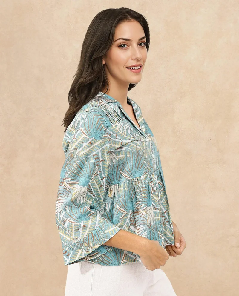 Rareism Women's Tropical Printed Top