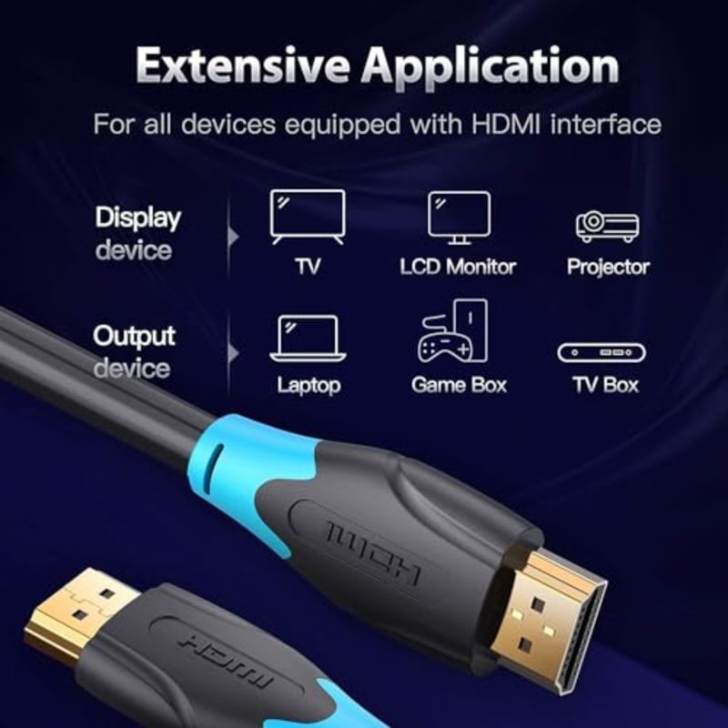 كابل AAC HDMI 2.0 عالي السرعة 18 جيجابت في الثانية عالي الوضوح 1080p@60 هرتز ثلاثي الأبعاد، إرجاع الفيديو UHD 3860p، HD 1080p، متوافق مع إيثرنت 1 - Image 2