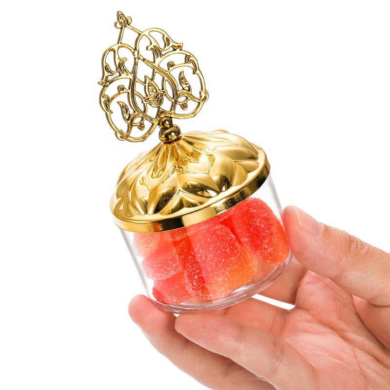 Mezchi 24 Pack Fillable Clear Favor Boxes with Gold Dome Lids, Plastic Dome Shaped Wedding Party Favor Candy Box, Decorative Candy Storage Containers for Chocolate, Cakes, Desserts, Snacks, Macaroons - Image 3