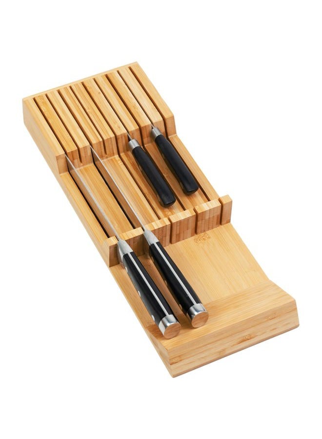 Utoplike Knife Drawer Organizer Bamboo Knives Block for Kitchen, Large Handle Steak Holder, Fit for 9 Knives (Not Included) - Image 1