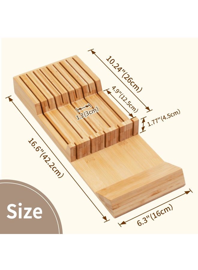 Utoplike Knife Drawer Organizer Bamboo Knives Block for Kitchen, Large Handle Steak Holder, Fit for 9 Knives (Not Included) - Image 3