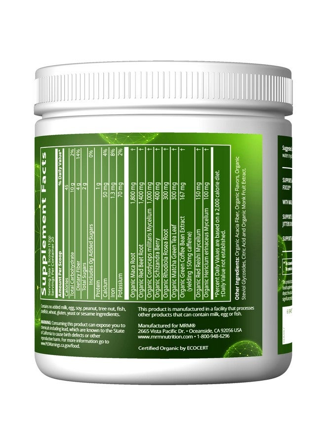 ام ار ام مسحوق ما قبل التمرين العضوي من MRM Nutrition | بنكهة Island Fusion | أطعمة خارقة + 150 مجم من الكافيين الطبيعي + مواد تكييفية | طاقة نظيفة + تركيز | تدفق دم صحي | نباتي + غير معدّل وراثيًا | 20 وجبة - Image 2