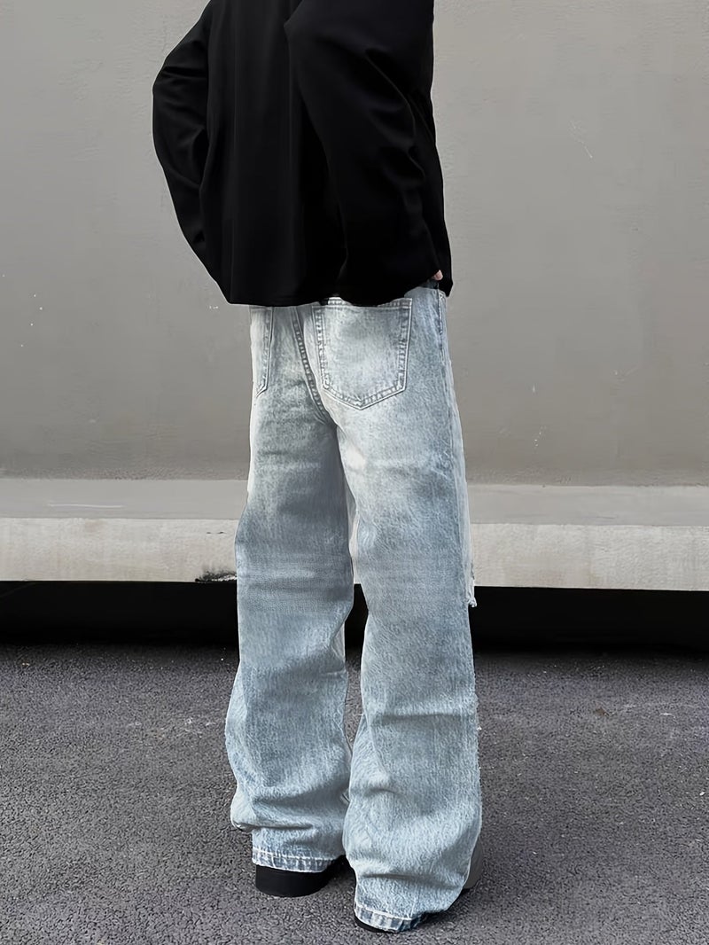 Men'S Work Pants Solid Color Washed Long Trousers Men'S Trendy Straight Casual Loose Wide Leg Pants - Image 5