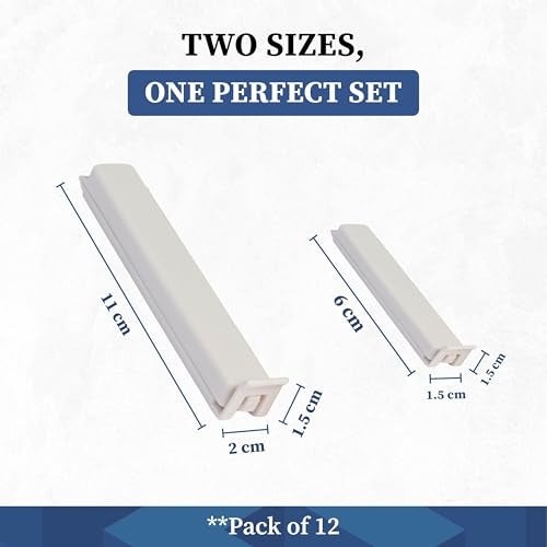 Homestrap Sealing Clip Set of 12 | Plastic Food Snack Bag Sealer Clips | Keeps Food Fresh | Reusable Pouch Clips for Snacks, Plastic Bags, Bread | 2 Size (6 Small, 6 Large) | Pouch Sealer - Image 2