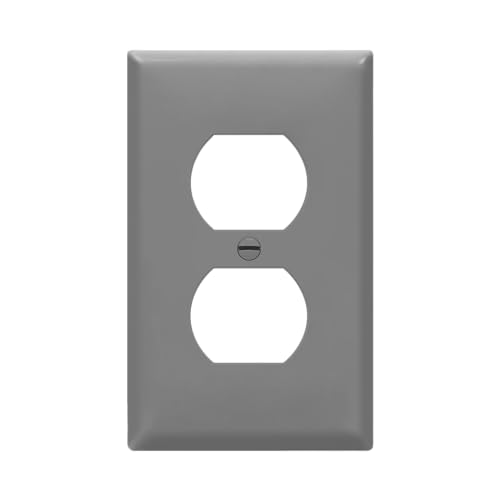 ENERLITES Duplex Receptacle Outlet Wall Plate 1Gang 450 x 276 Unbreakable Polycarbonate Thermoplastic UL Listed 8821GY Gray Standard Size - Image 1