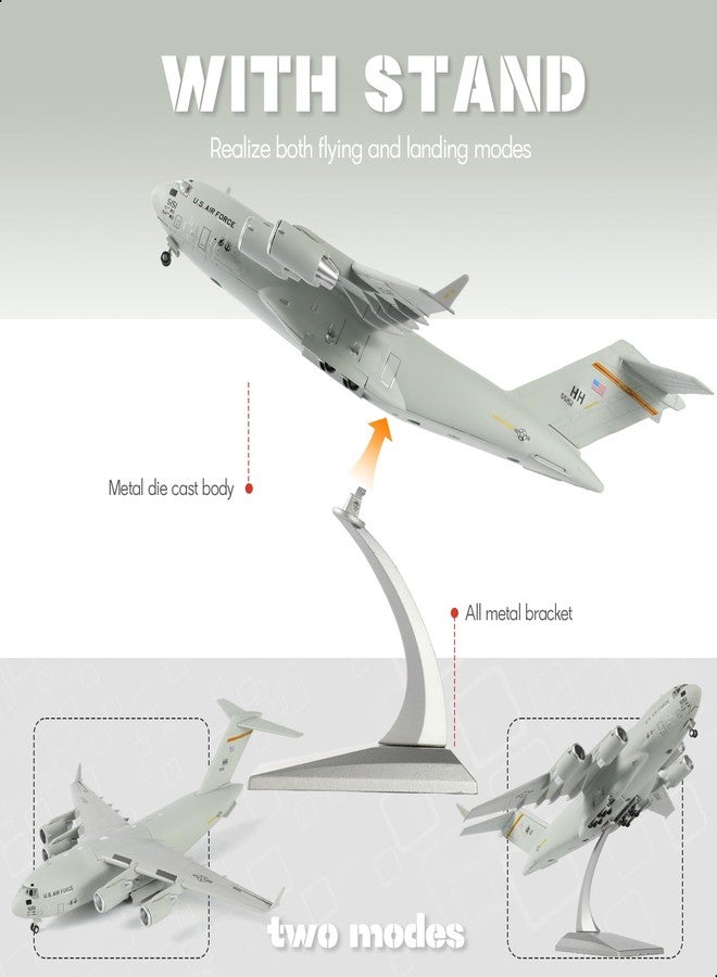 NUOTIE 1/200 C-17 GlobemasterⅢ Diecast Airplane Model Kits with Stand Harbor-Hickam AFB Transport Airplane Model Pre-Build Military Aircraft (535th Airlift Squadron) - Image 3