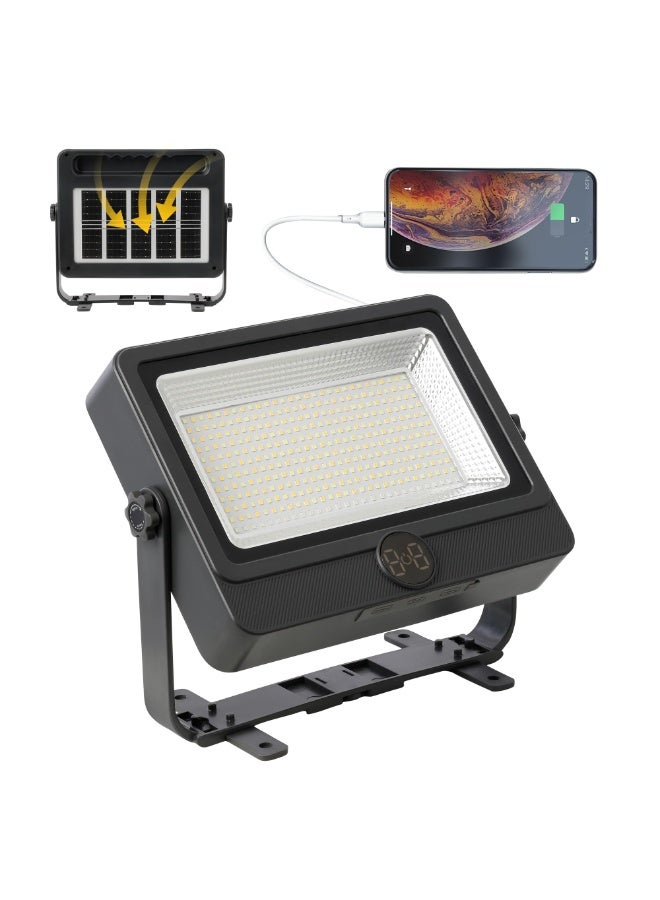 【USB Charger & Work Light】90W Solar Flood Light, 9000LM Magnetic Base Portable LED Light with 5 Modes & Phone Charging, IP20 Water-Resistant for Workshop, Camping, Emergency Power Outage - Image 1