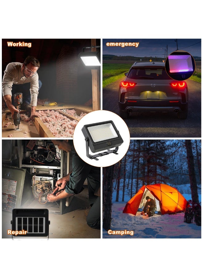 【USB Charger & Work Light】90W Solar Flood Light, 9000LM Magnetic Base Portable LED Light with 5 Modes & Phone Charging, IP20 Water-Resistant for Workshop, Camping, Emergency Power Outage - Image 3