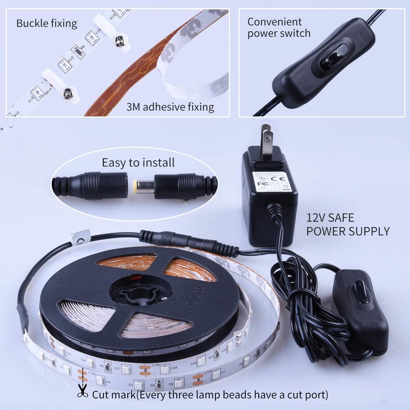 YAYIT 20ft LED Black Light Strip Kit,360 Units,12V Flexible Blacklight Fixtures, 6m LED Ribbon for Indoor Home Bedroom Decoration Fluorescent Dance Party,Non-Waterproof - Image 3